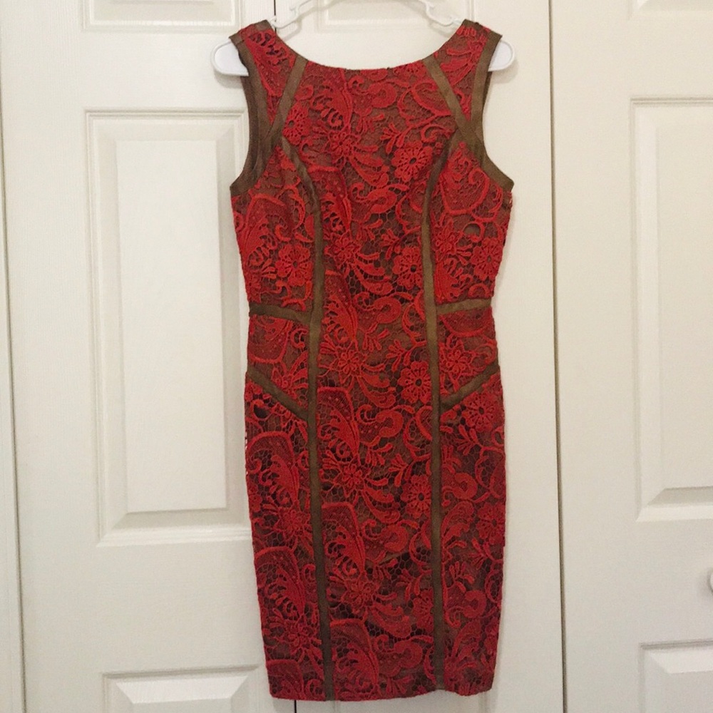 Jessica Simpson Brown Dress with Orange Lace